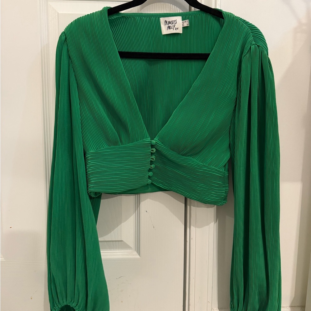 Princess Polly Emerald Pleated Blouse